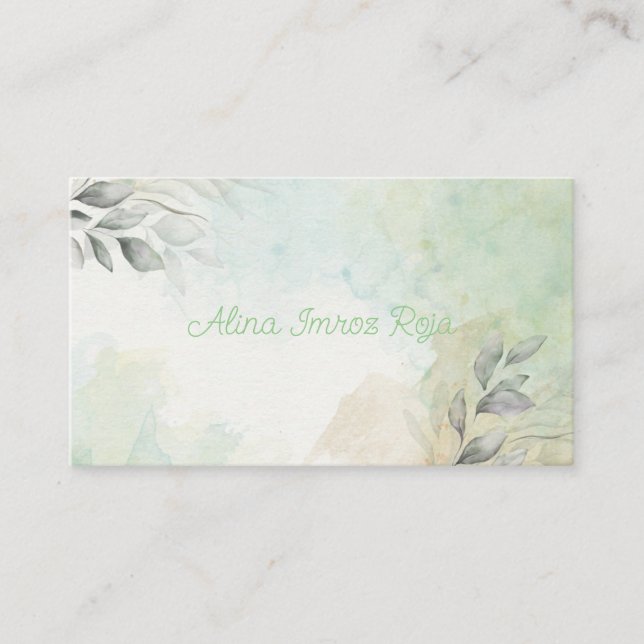 Carte de visite avec Fleurs et Aquarelle (Devant)