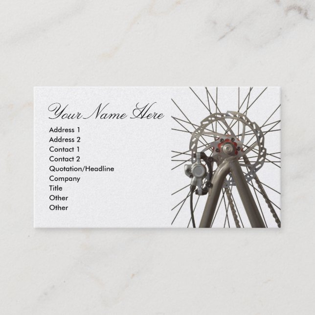 Carte de visite avec la roue de dos de bicyclette (Devant)