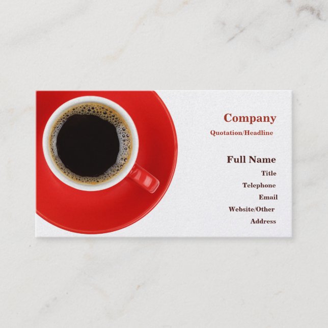 Carte de visite avec la tasse de café rouge (Devant)