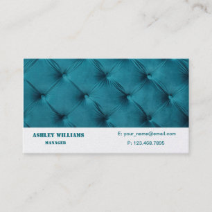 Carte de visite avec le capitone bleu turquoise