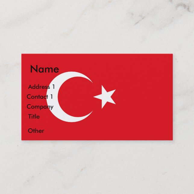 Carte de visite avec le drapeau de la Turquie (Devant)