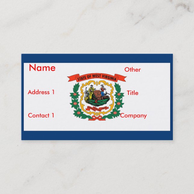 Carte de visite avec le drapeau de la Virginie-Occ (Devant)