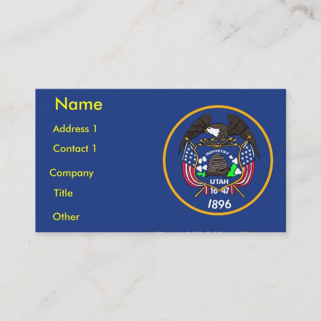 Carte de visite avec le drapeau de l'Utah U.S.A. (Devant)
