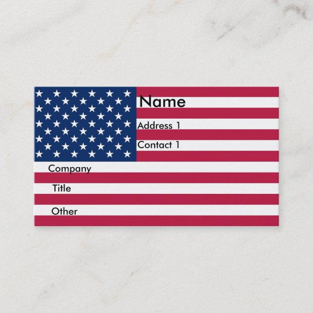 Carte de visite avec le drapeau des États-Unis (Devant)