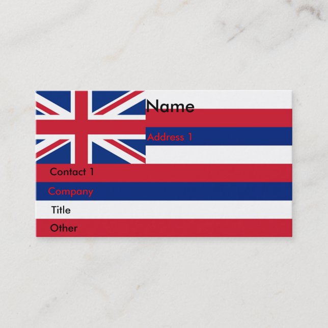 Carte de visite avec le drapeau d'Hawaï Etats-Unis (Devant)