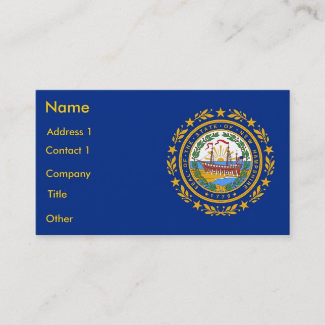 Carte de visite avec le drapeau du New Hampshire U (Devant)