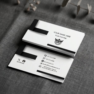 Carte de visite avec logo noir et blanc minimalist