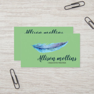 Carte de visite avec logo plume de créateur modern