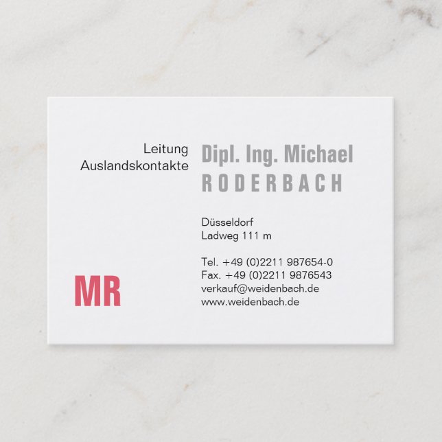 Carte De Visite Avec monogramme (Devant)