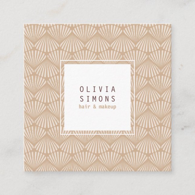 Carte de visite avec motif de coquillages rétro. (Devant)