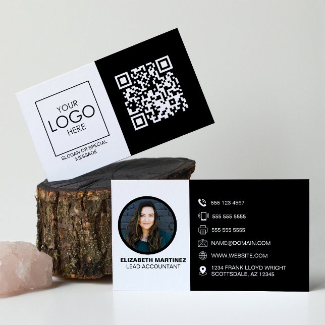 Carte de visite avec photo et générateur de code Q (Créateur téléchargé)