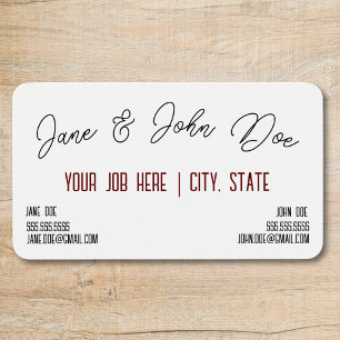 Carte de visite avec spot pour deux noms