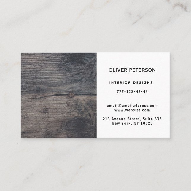 Carte de visite avec texture bois. (Devant)