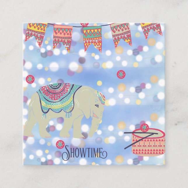 Carte de visite avec thème Showtime Circus (Devant)