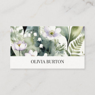 Carte de visite avec un fond aquarelle floral