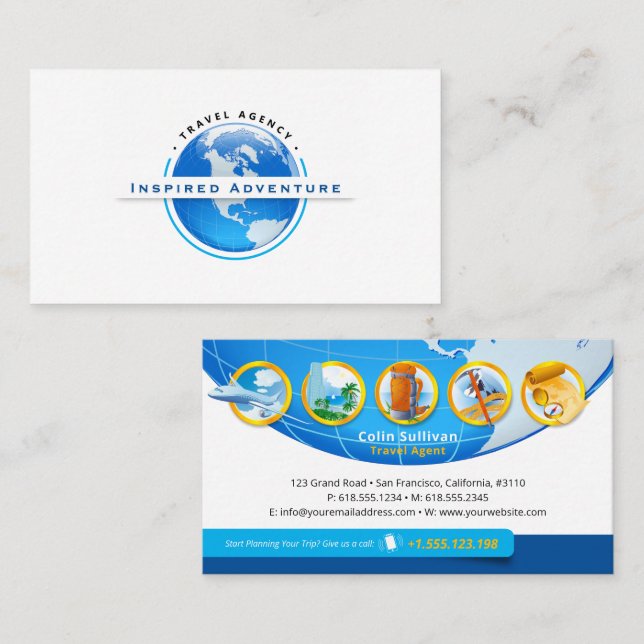 Carte De Visite Aventure inspirée | Tourisme | Agent de voyage (Devant / Derrière)