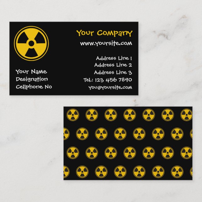 Carte De Visite Avertissement de radioactivité (Devant / Derrière)