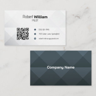 Carte De Visite Aviation Moderne avec Code QR Noir Blanc Minimal