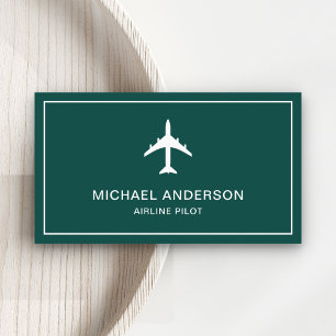 Carte De Visite Avion à réaction blanc vert Compagnie aérienne Pil