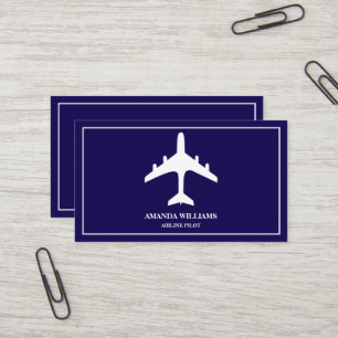 Carte De Visite Avion à réaction bleu blanc Compagnie aérienne Pil