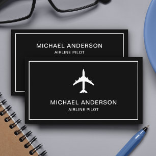 Carte De Visite Avion Black White Jet Avion Pilote