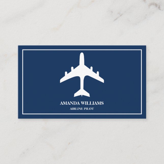 Carte De Visite Avion Blue White Jet Avion pilote (Devant)