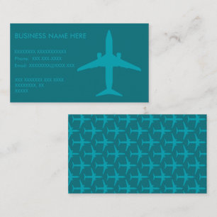 Carte De Visite Avion graphique dans le bleu d'Aqua
