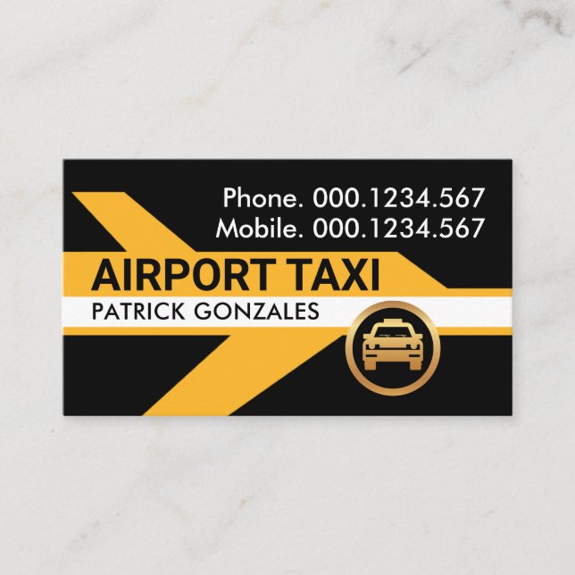 Carte De Visite Avion jaune Taxi de l'aéroport de conduire (Devant)