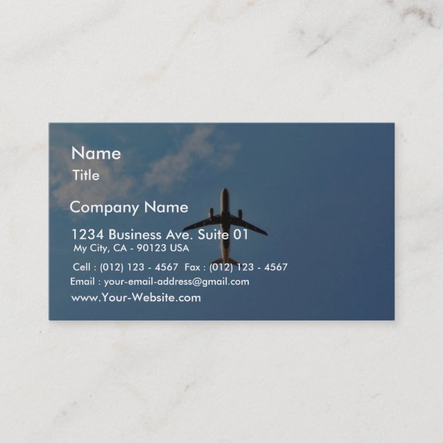 Carte De Visite Avion sur le ciel (Devant)