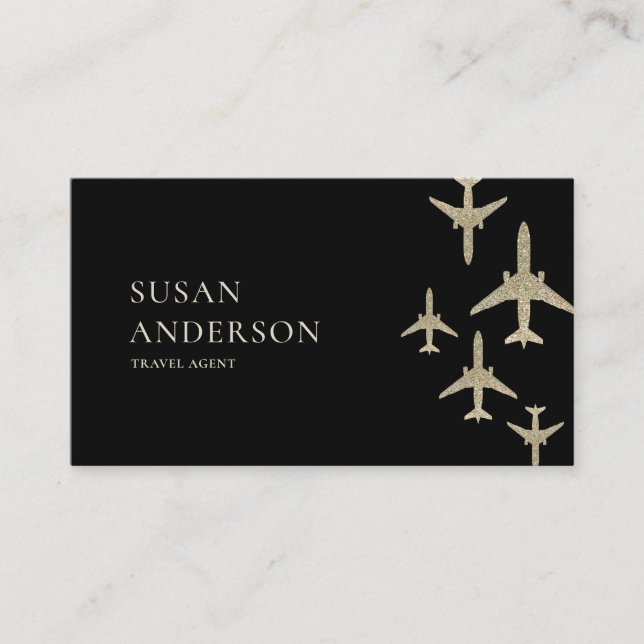 Carte De Visite Avions de Parties scintillant Gold de l'agent de v (Devant)