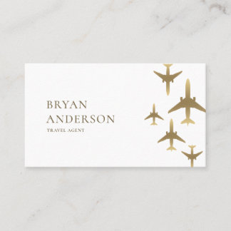 Carte De Visite Avions Gold de l'agent de voyages