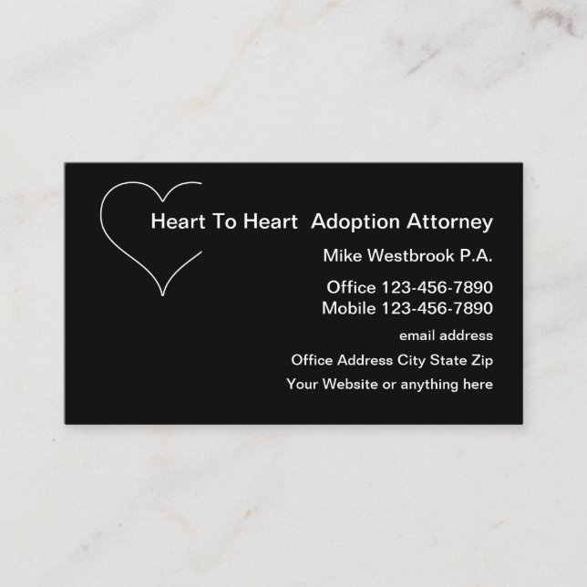 Carte De Visite Avocat à l'adoption d'enfants simple (Devant)