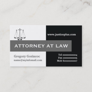 Carte De Visite Avocat à l'échelle de la justice gris, noir