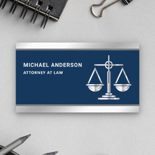 Carte De Visite Avocat à l'échelle de la Navy Blue Silver Justice