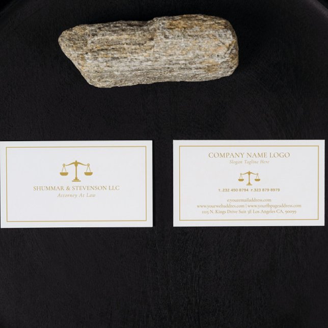 Carte De Visite Avocat À L'Échelle Droit Simple Gold Justice (Créateur téléchargé)