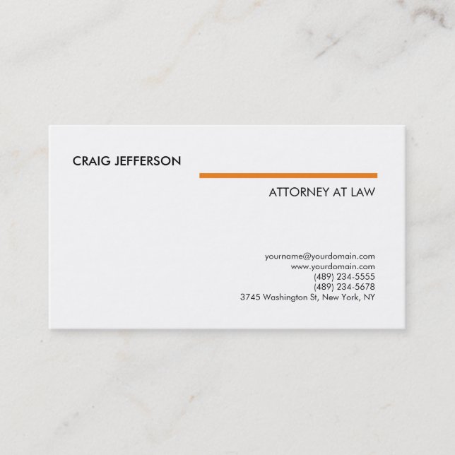 Carte De Visite Avocat avocat consultant blanc orange moderne (Devant)