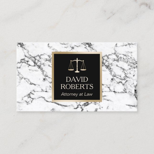 Carte De Visite Avocat Avocat Gold Échelle Marbre blanc moderne (Devant)