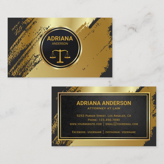 Carte De Visite Avocat avocat professionnel noir et de l'échelle d (Devant / Derrière)