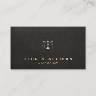 Carte De Visite Avocat Black Linen Look Scales de justice