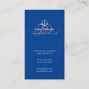 Carte De Visite Avocat bleu de la loi Scales classiques de justi