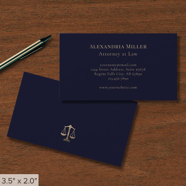 Carte De Visite Avocat bleu et or de la Marine (Créateur téléchargé)