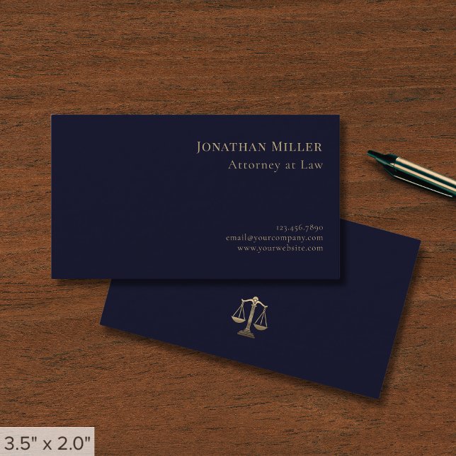 Carte De Visite Avocat bleu et or de la Marine (Créateur téléchargé)