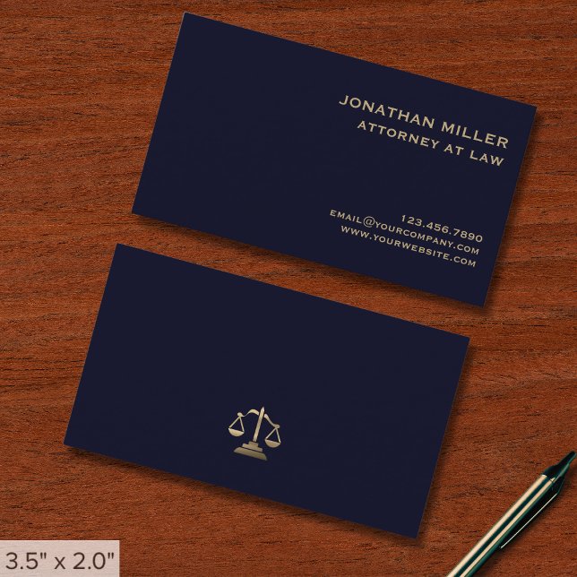 Carte De Visite Avocat bleu et or de la Marine (Créateur téléchargé)