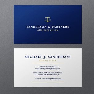 Carte De Visite Avocat bleu marine et or classique