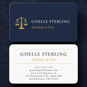Carte de visite avocat bleu marine or