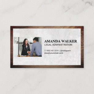 Carte De Visite Avocat   Cadre en bois   Texture blanche