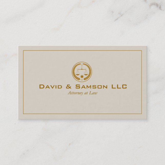 Carte De Visite Avocat Classique Beige Et Or En Droit (Devant)