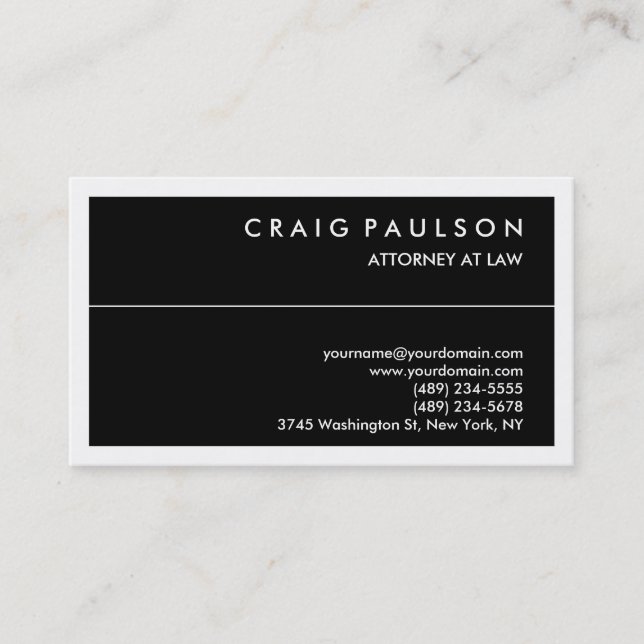 Carte De Visite Avocat de consultant de la frontière noire (Devant)