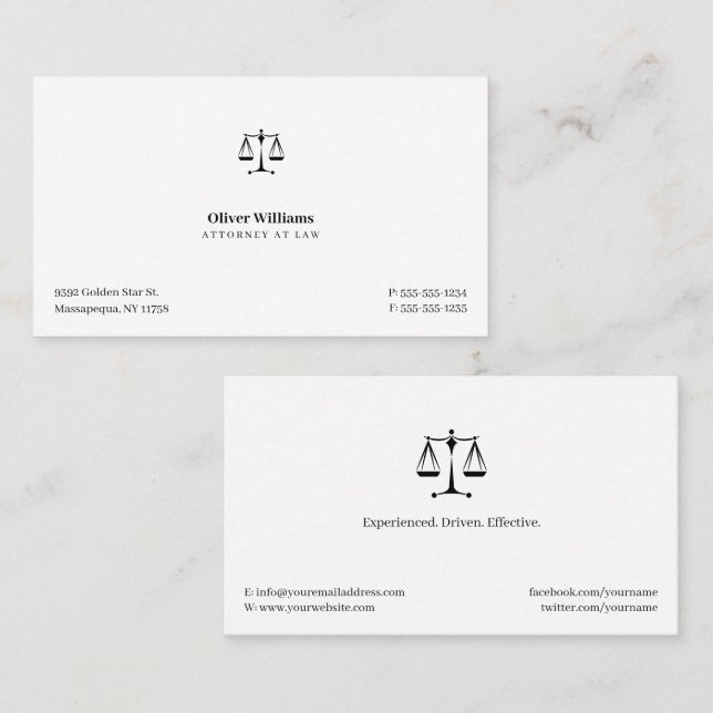 Carte De Visite Avocat de droit | Avocat (Devant / Derrière)