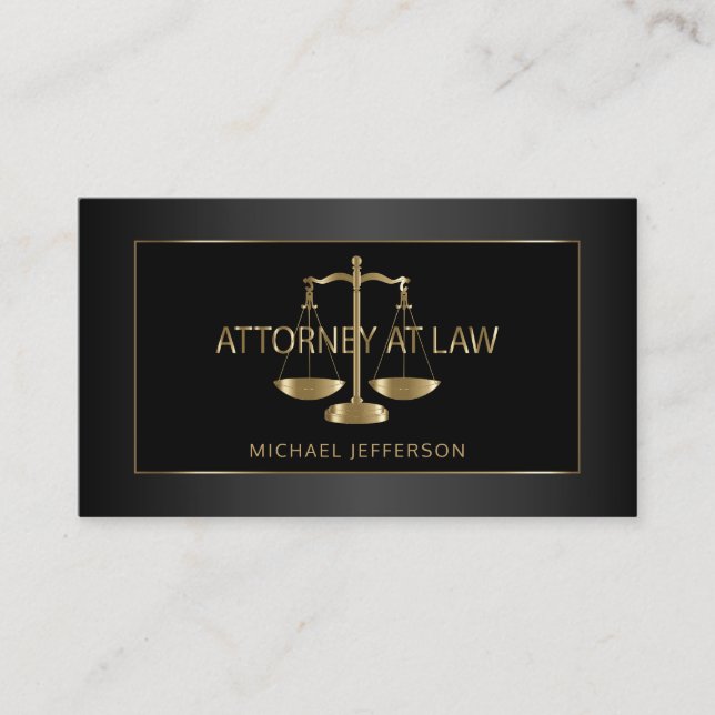 Carte De Visite Avocat de droit classique - Noir et Or (Devant)